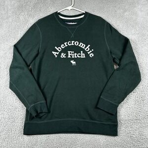 Abercrombie & Fitch Sweater Mens XL Green 90's Y2K Classic Logo Soft Fleece